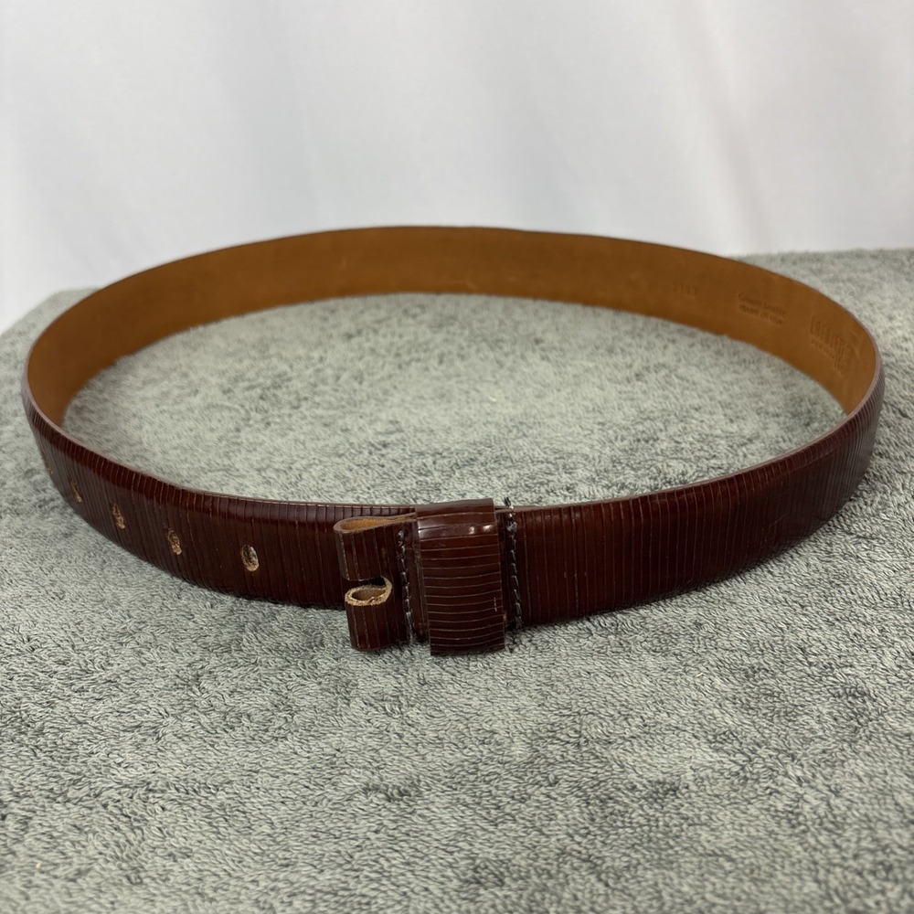 Lafayette New York 148 Leather Belt 7903 NOBUCKLE Lizard Skin Pattern Women Sz L